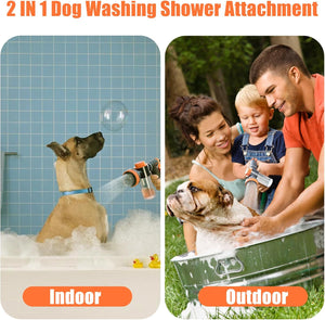 Dog Washing Hose Attachment for Pet Bathing with Black Shower Diverter