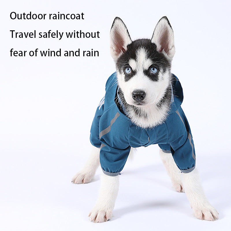 Dog waterproof reflective cape-style raincoat