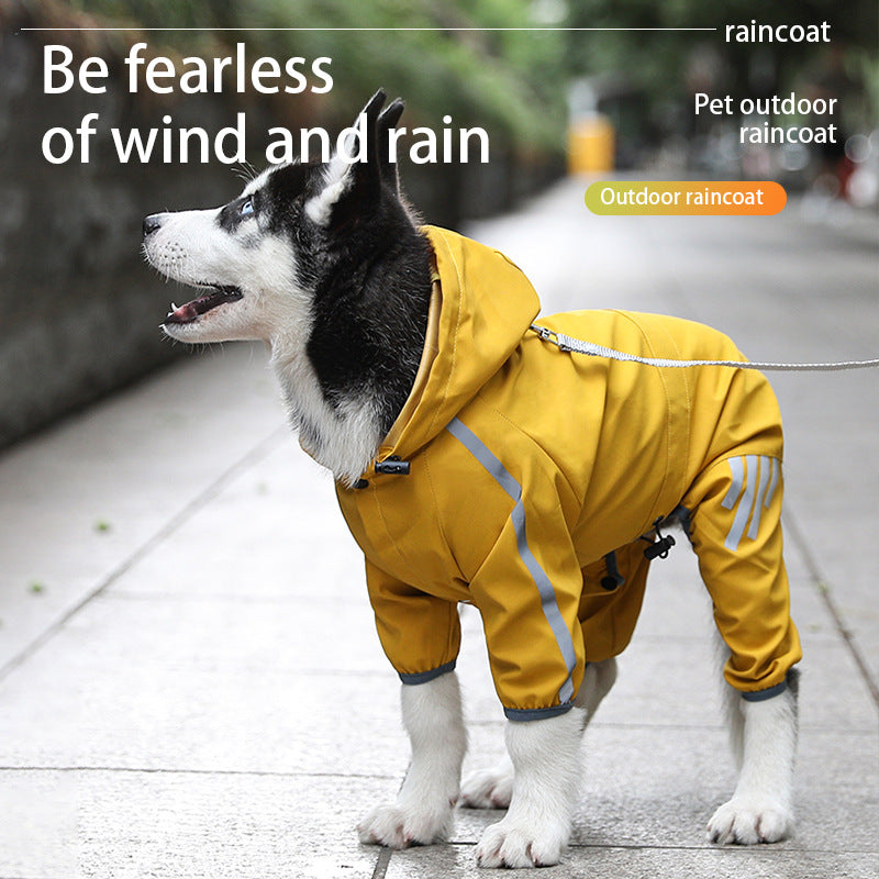 Dog waterproof reflective cape-style raincoat