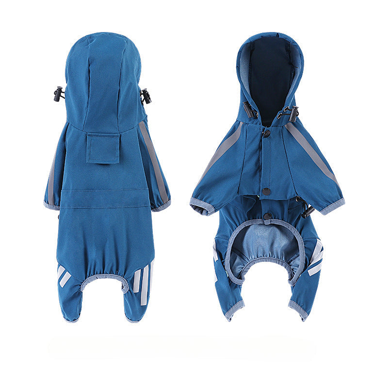 Dog waterproof reflective cape-style raincoat